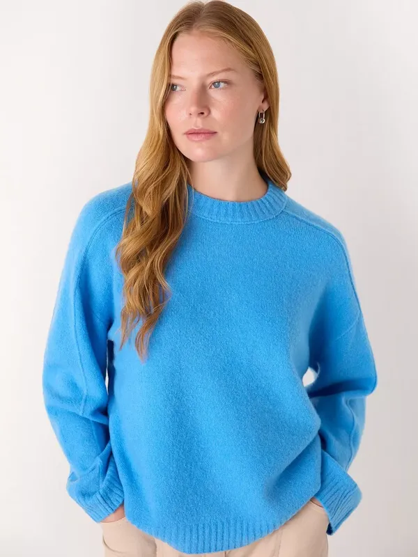 Whistles Crew Neck Seam Detail Wool Blend Jumper