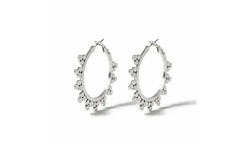 Freedom Silver Soft Spike Hoop Earrings