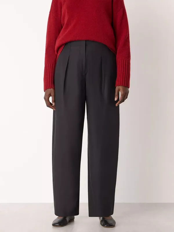Whistles Regular Fit Pleated Barrel Trousers
