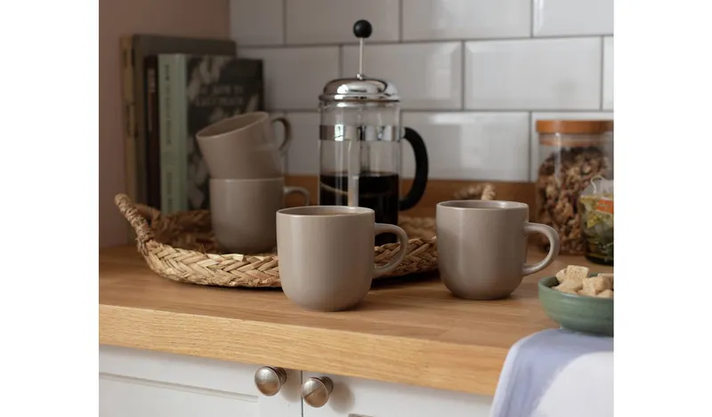 Habitat Set of 4 Mushroom Mugs - Matte Grey