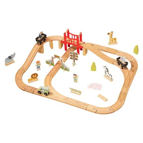 Tooky Toy 60 Piece Wooden Train Set