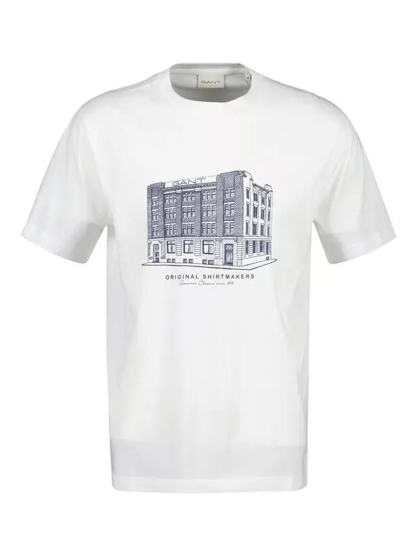 GANT Cotton Regular Fit Short Sleeve Graphic T-Shirt, Eggshell