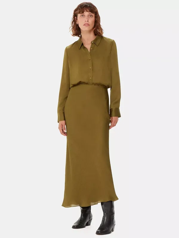 Whistles Satin Bias Cut Midi Skirt