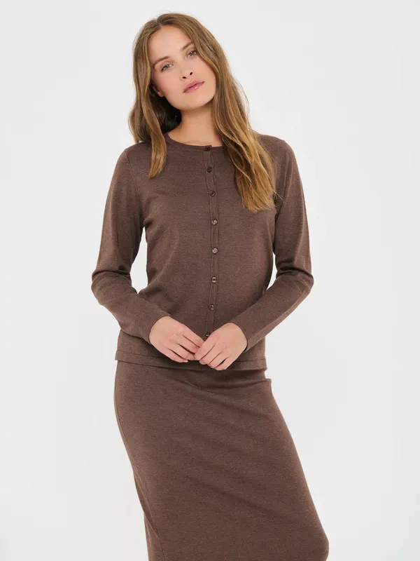 Saint Tropez Mila Round Neck Long Sleeve Cardigan