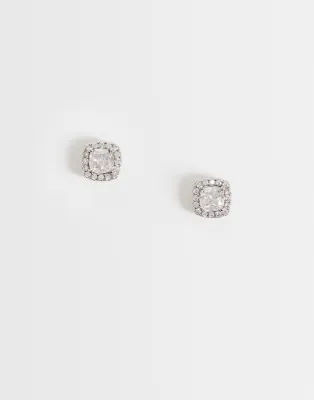 crystal stud earrings in silver