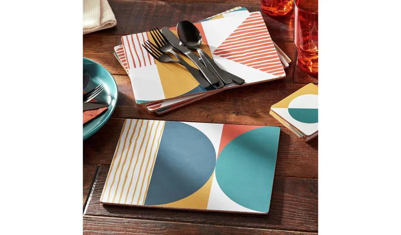Habitat Geo Corkback Set of 4 Placemats and Coaster