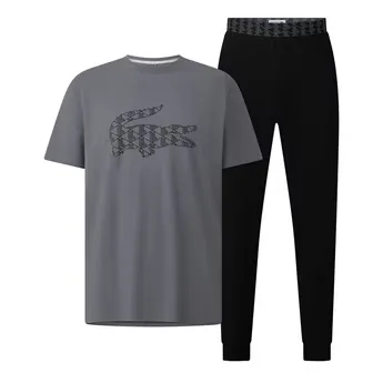 Lacoste Men's Cotton Short-Sleeve Top and Trousers Pyjama Set