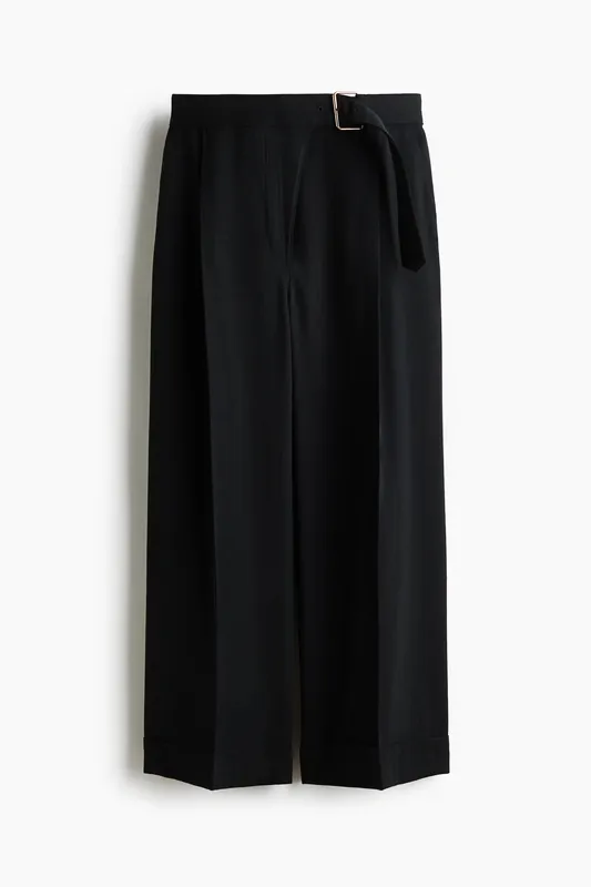 Straight belted trousers