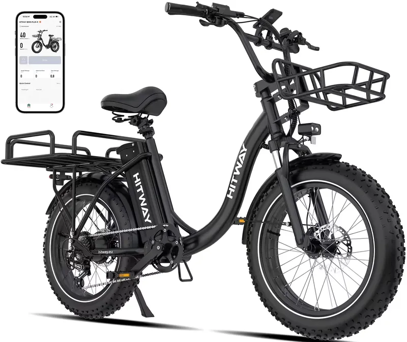 HITWAY Electric Cargo Fat Bike 20x4.0 Long Range E-Bike BK6S PLUS