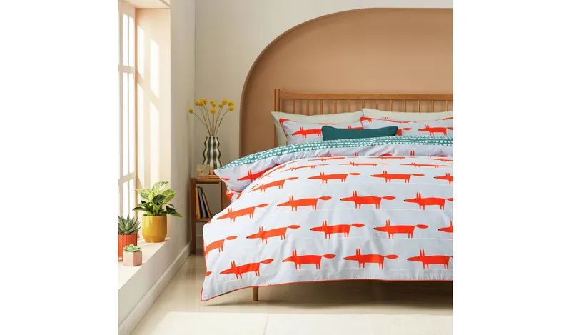 Habitat x Scion Cotton Mr Fox Light Blue Bedding Set