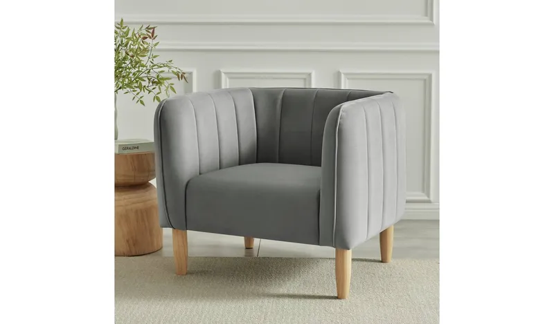 Argos Home Pandora Velvet Armchair - Grey