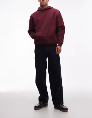 baggy tapered work jeans in rinsed blue