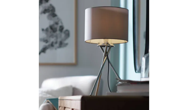 Argos Home Tripod Table Lamp - Grey and Chrome