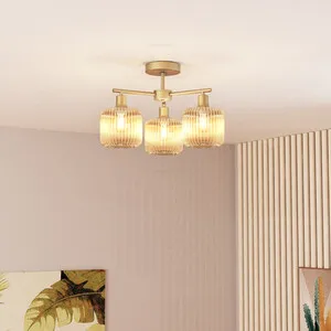 Micah 3 Light Ceiling Fitting - Champagne and Gold