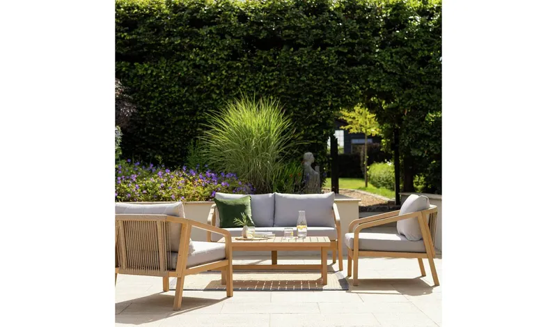 Habitat Hania 4 Seater Wooden Garden Sofa Set - Natural