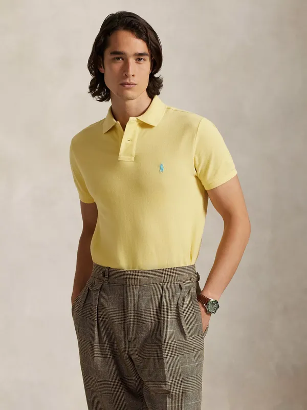 Polo Ralph Lauren Cotton Regular Fit Short Sleeve Mesh Polo Shirt, Corn Yellow