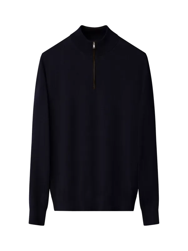 Eton Half Zip Merino Wool Knit Polo Neck Jumper