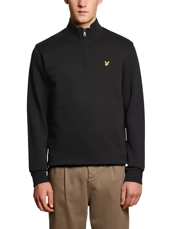 Lyle & Scott Loopback Cotton Quarter Zip Sweatshirt, Jet Black