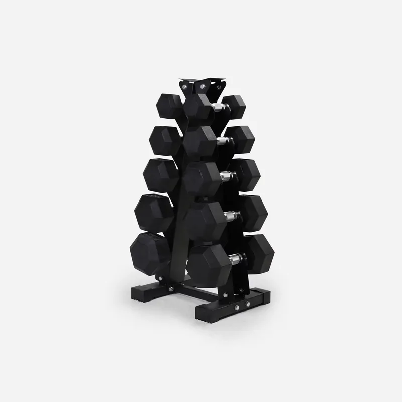 NORTHERN 2.5/5/7.5/10KG/12.5kg Hex Dumbbell Set + 5 Tier A-Frame Storage Holder Rack