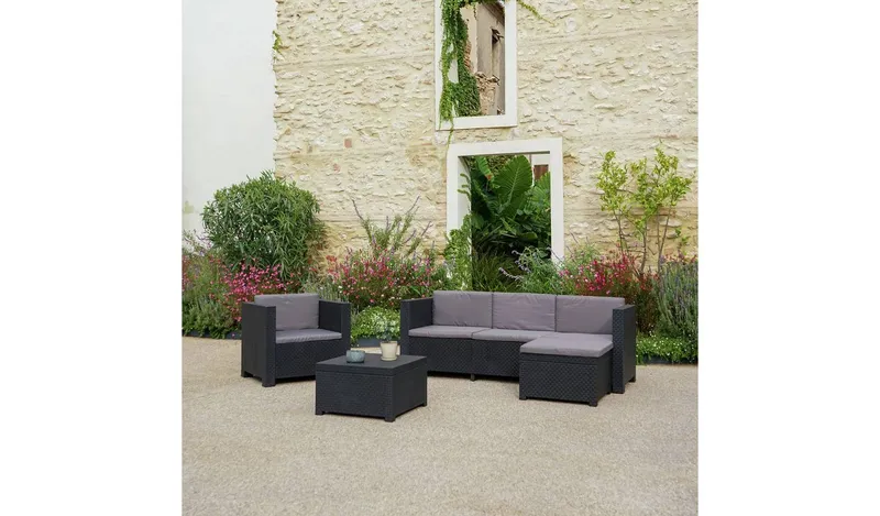 Shaf Manhattan 4 Seater Rattan Effect Garden Sofa Set - Grey