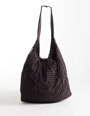net tote bag in chocolate