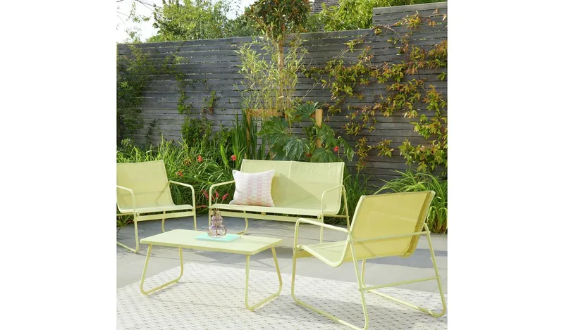 Habitat Cali 4 Seater Metal Patio Set - Yellow