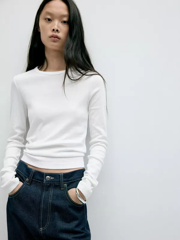 Mango Eni Cotton Long Sleeve Top