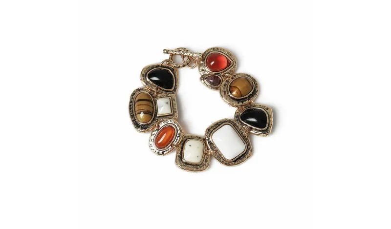 Freedom Gold Tone Oversized Mixed Stone Bracelet