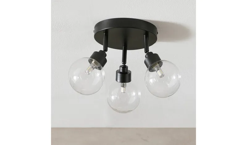 Argos Home Tay Steel 3 Lights Spotlight Plate - Black