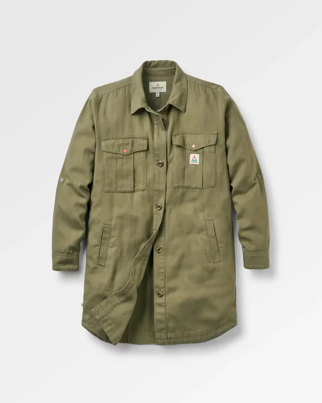 Passenger Clothing Hydrilla LS Shirt Dress - Dusty Olive