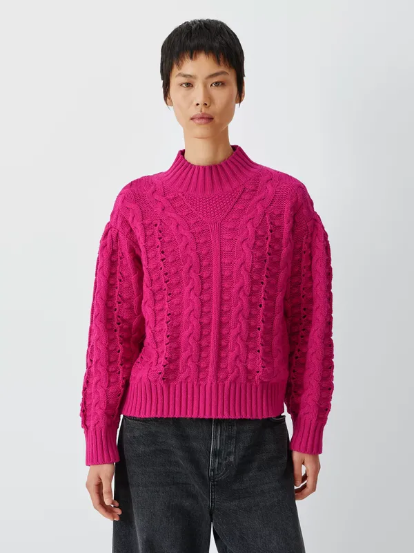 AND/OR Cleo Cable Knit Jumper, Pink