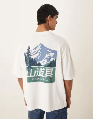 oversized t-shirt with mountain graphic in white
