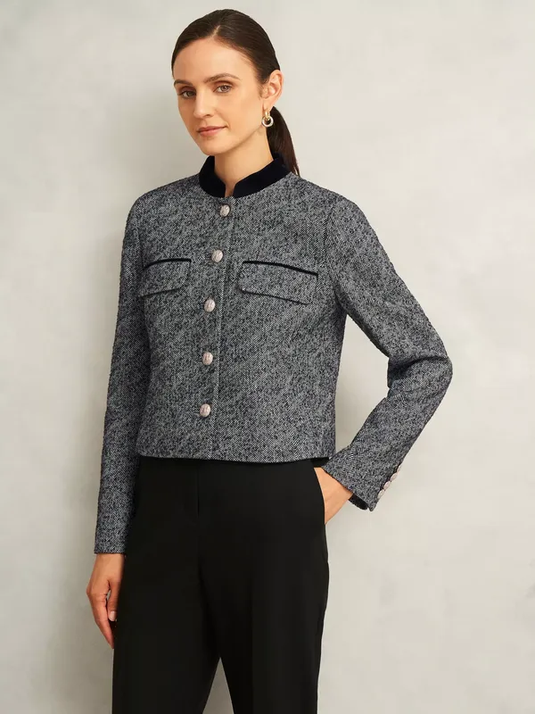 Hobbs Tammie Herringbone Wool Blend Jacket, Multi