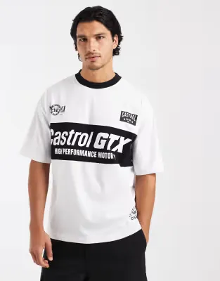 oversized tee with Castrol print in white