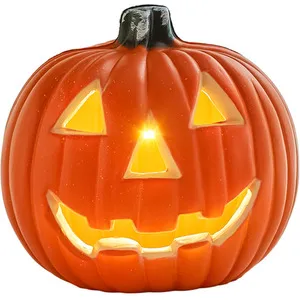 Lifeideas Halloween LED Pumpkin Lantern Battery Operated - Orange / 20cm
