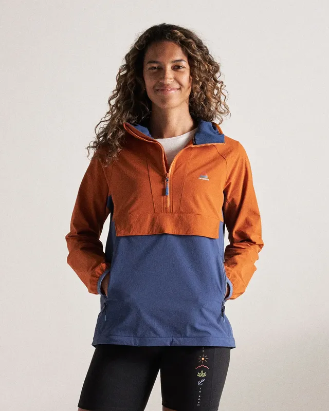Passenger Clothing Ocean Light Softshell Anorak - Dark Denim/Sunset Orange