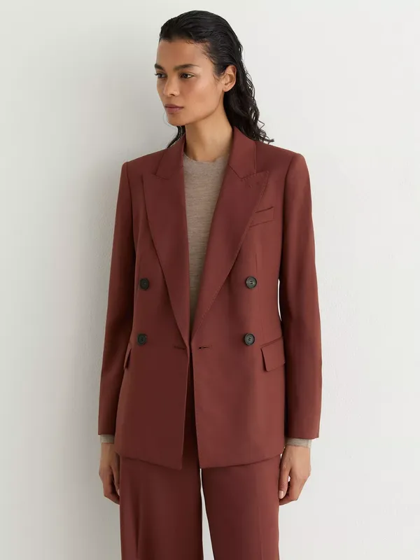 Reiss Petite Solene Wool Blend Double Breasted Suit Jacket