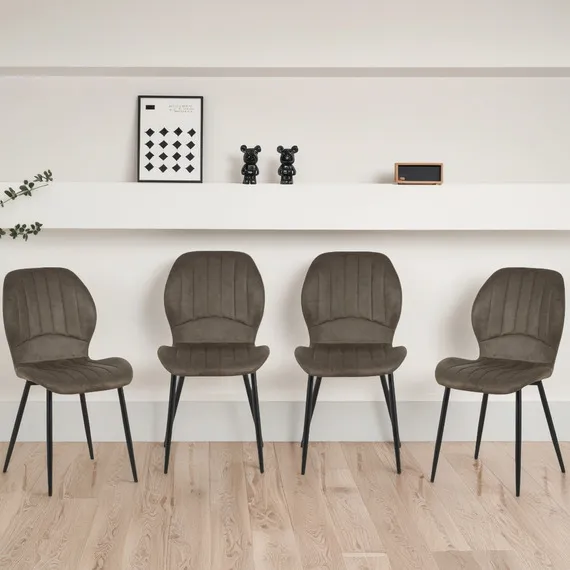 Set of 4 Jaydn Distressed Leather Comfort Dining Chairs - Grey