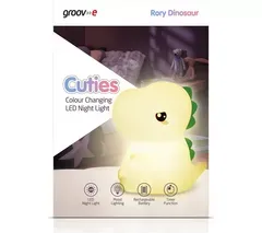 GROOV-E Cuties Rory Dinosaur Kids Multicolour Night Light - USB Rechargeable