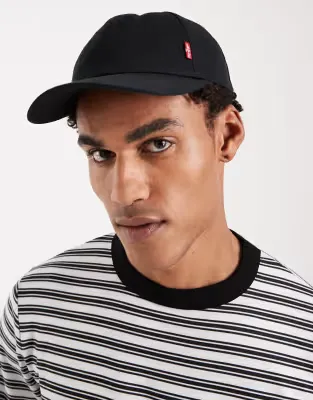 classic twill red tab baseball cap in black