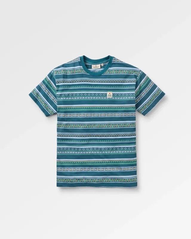 Passenger Clothing Mellower Jacquard T-Shirt - Geo Stripe Mediterranean