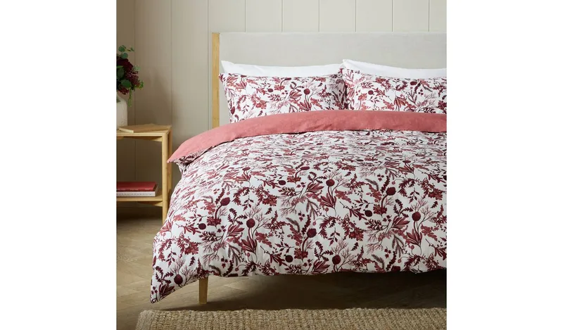 Argos Home Burgundy Foliage Print Bedding Set