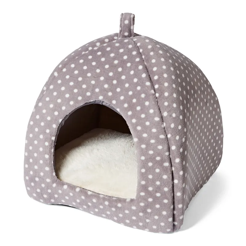 Pets at Home Igloo Cat Bed Grey Spotty