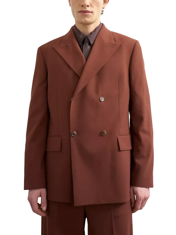 Topman Relaxed Fit Double Breasted Suit Jacket, Rust