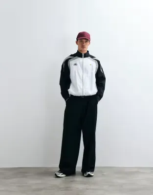 Relaxed Track Jacket in white and black