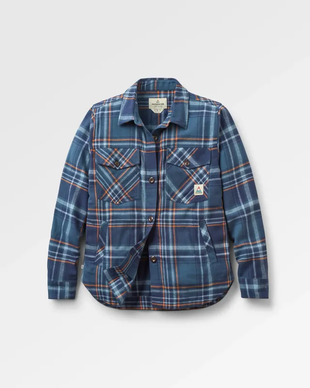 Passenger Clothing Stella LS Shirt - Rich Navy/Faded Denim Check