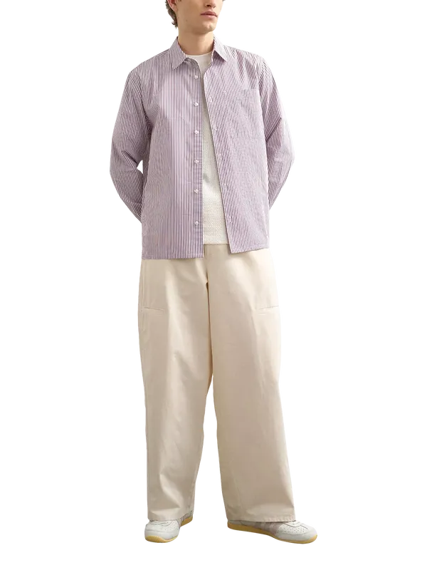 Topman Striped Cotton Relaxed Fit Shirt, Purple