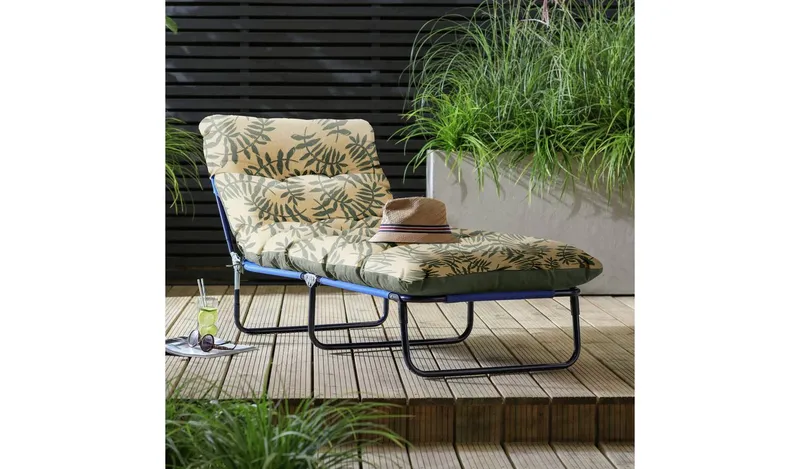 Argos Home Folding Metal Sun Lounger - Green