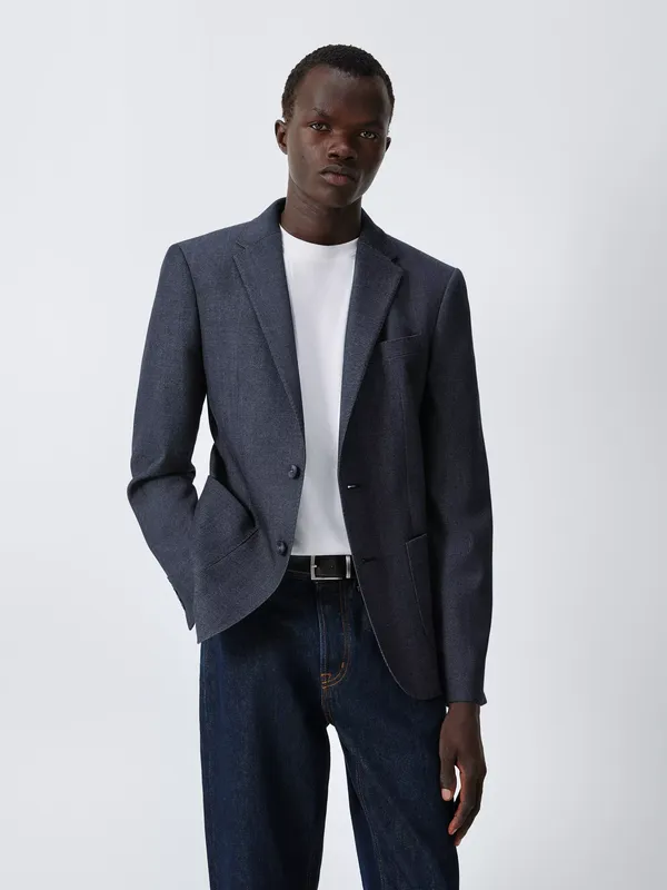 John Lewis Wool Blend Slim Fit Blazer, Denim