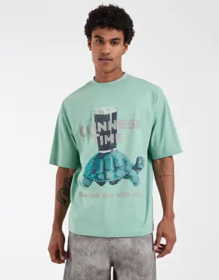 oversized tee with Guinness print in Green